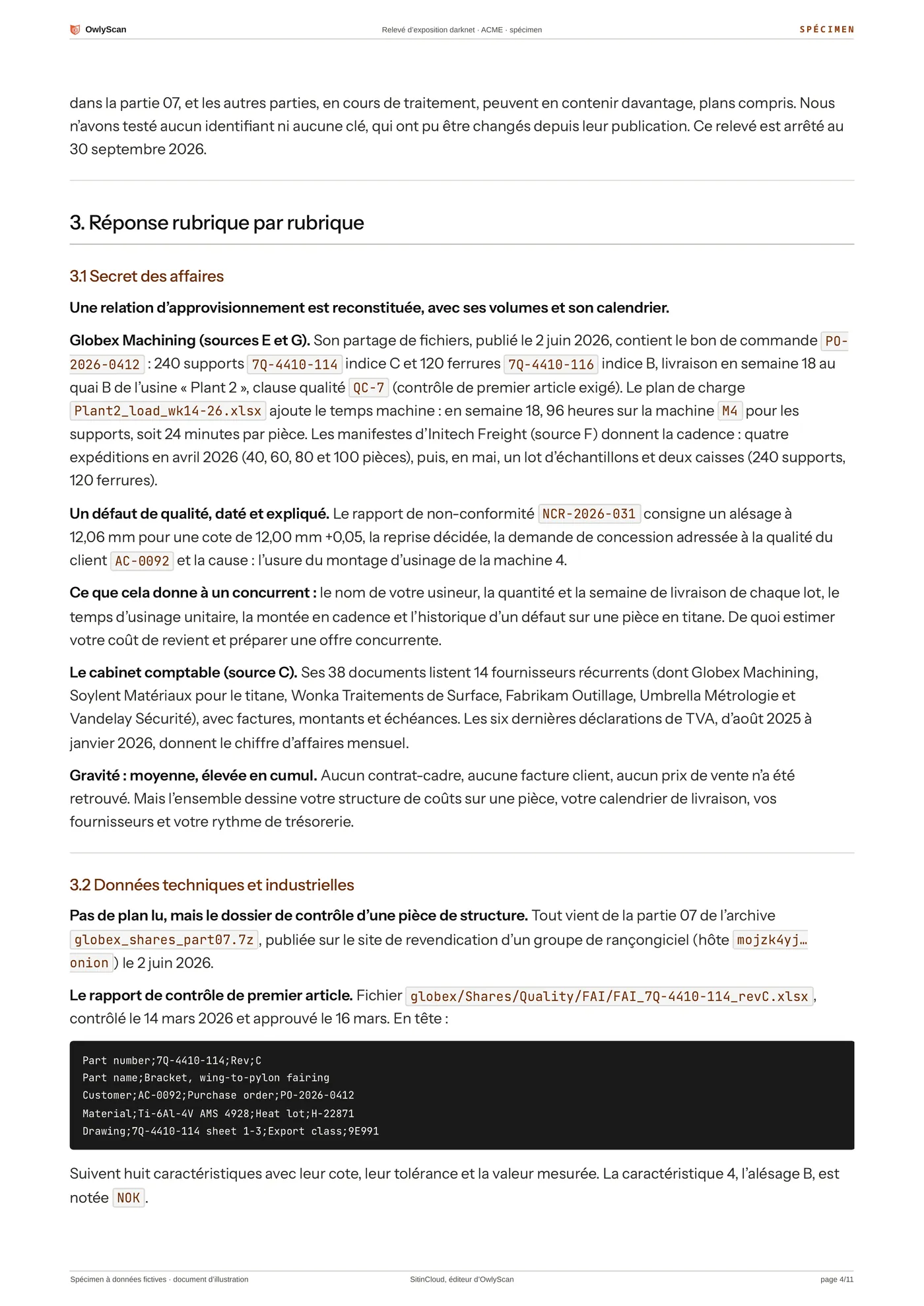 Exemple de relevé, page 4 sur 11