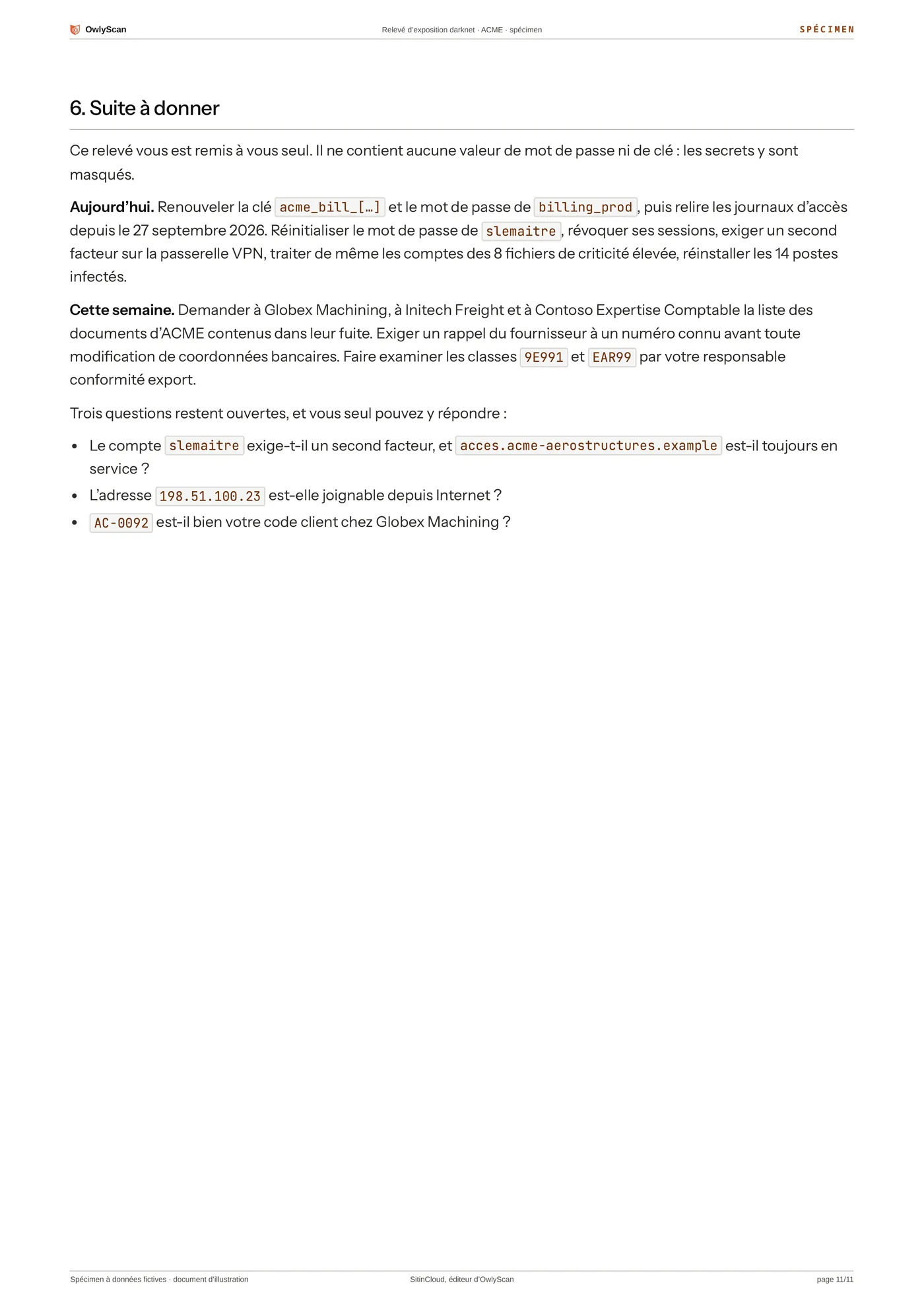Exemple de relevé, page 11 sur 11